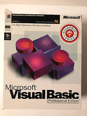 Microsoft Visual Basic Professional Edition Version 5.0 Academic CD Media • $49.95