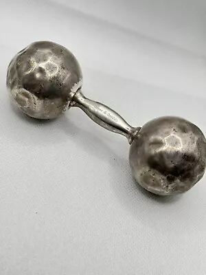 Vintage Retired 4 1/2  Tiffany & Co. 925 Sterling Silver Baby Rattle Dumbbell • $150