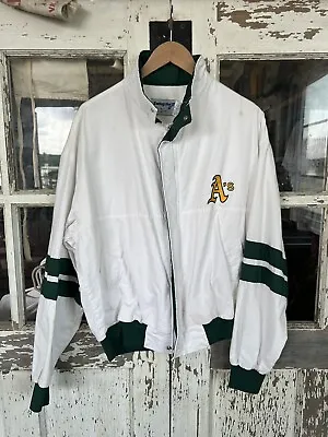 Vintage Oakland A’s Jacket Large 80s Baseball Distressed Grunge Stained  • $10