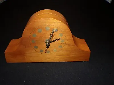 Vintage Teak Wood Brass Clock MCM Mantle Desk (C240) • $13.49
