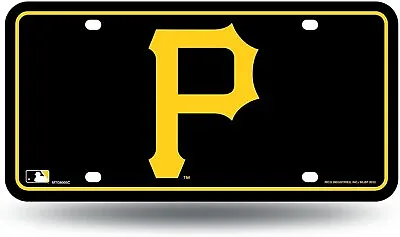 Pittsburgh Pirates Metal Auto Tag License Plate P Logo Black Design 6x12 Inch • $14.79