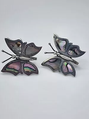 Vintage Sterling Silver Ethnic Mexico Earring Cloisonné Butterfly Screw Back ECF • $39.99