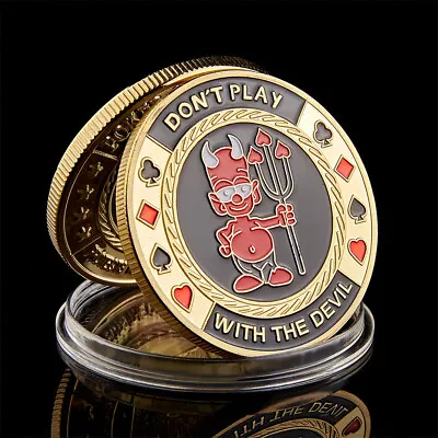 Poker Chip Don't Play With The Devil  Casino Challenge Metal Card Guard Coin  • $4.50