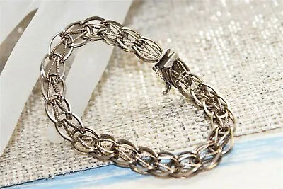 Vintage STERLING Woven Link Charm Starter Bracelet 7 1/2  • $45