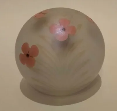 Vandermark 1974 Pink Poppy Pulled Feather White Iredescent Art Glass Paperweight • $75