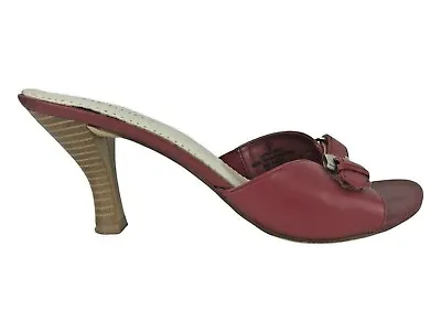 Merona Womens Maroon Leather Slip On Comfort Stiletto Slide Heels Size US 8 • $13.99