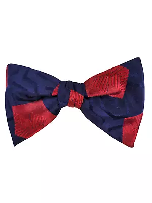 Vintage Bow Tie Clip On Royal Rust Resistant Bowtie Blue Red • $12.99