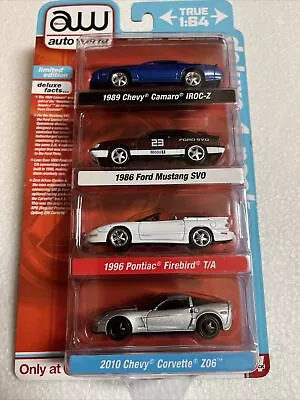 Auto World Target Exclusive 4 Pack Mobil Mustang SVO Camaro Firebird & Corvette • $19.99