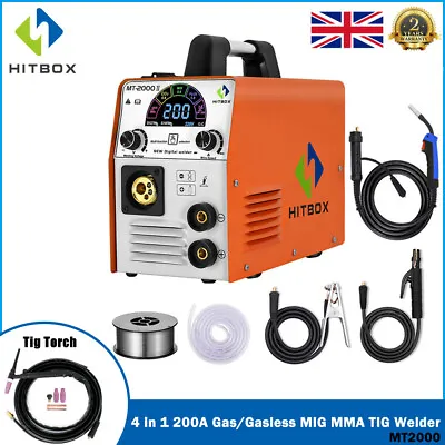 HITBOX MT2000Ⅱ MIG Welder Gas Gasless Sticks Lift TIG Welding Machine 4 In 1 UK • £239.99