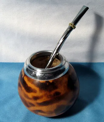 Argentina Mate Gourd Yerba Tea With Straw Bombilla Set Diet Drink Kit New 0051 • $11.49