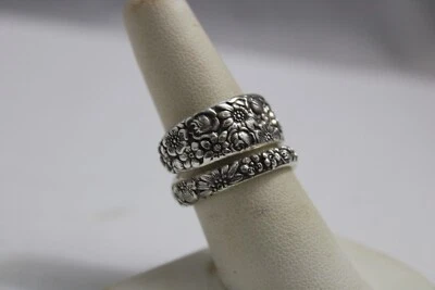 $45 • Buy Sterling, Silver, Jewelry, Spoon Ring, Novantique, Flowers, Towle  (bin #31)
