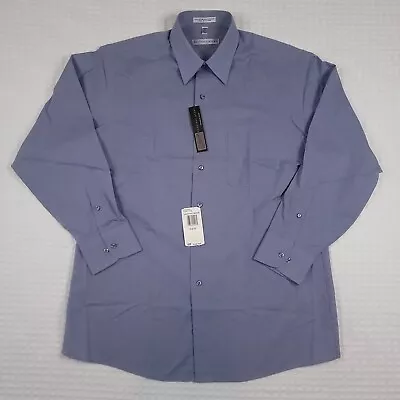 NWT Geoffrey Beene Mens Wrinkle Free Button-Up Blue Size Large 16 - 32/33 • $12.49