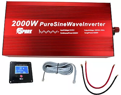 Spark 2000w (4000W) Pure Sine Wave Inverter 2000 Watt 12v Soft Start 240v AC • £229.99