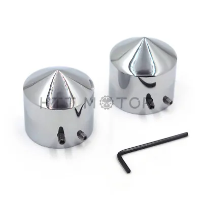 $15.43 • Buy 2PCS Chrome Front Axle Nut Cover Cap For Harley Softail Dyna V-Rod Touring Trike