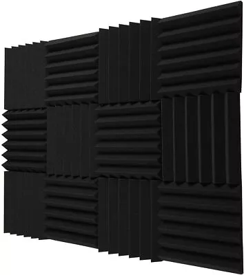 12~48 PACK 12 X12 X2  Acoustic Foam Panel Wedge Studio Soundproofing Wall Tiles • $46.99