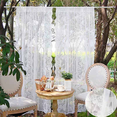 2Panels Outdoor Lace Sheer Curtains Patio Garden Voile Net Door Curtain Slot Top • £15.59