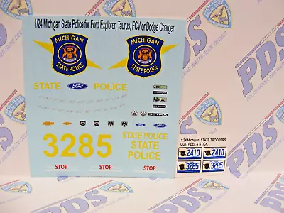 Michigan State Police 1:24 Water Slide Decals For Diecast SUV & Pursuit Vehicles • $10.49