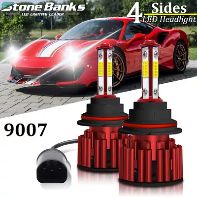 Pair 4-Sides 9007 HB5 LED Headlight Bulbs High Low Dual Beam 6000K White Bright • $15.98