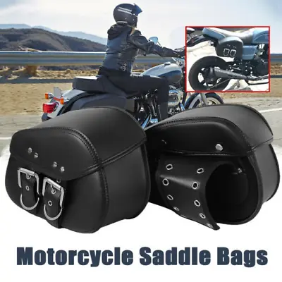 2x Motorcycle PU Leather Saddle Bags For Yamaha V-Star XVS 250 650 950 1100 1300 • $61.49