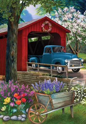 Bridge In Bloom Spring Garden Flag Floral Pickup Truck 12.5  X 18  Briarwood • $9.86