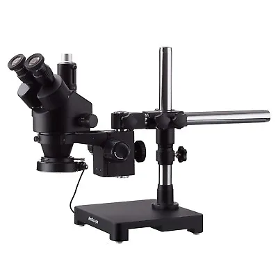 AmScope 3.5X-45X Trinocular Stereo Zoom Microscope Boom + 144-LED • $973.19