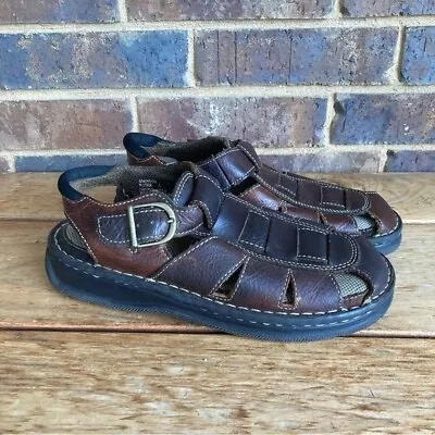 Mens Fisherman Brown Leather Sandals Cushioned Earth Shoe Bjork II Size 8 • $30