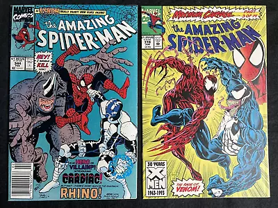 Amazing Spider-Man #344 Newsstand (1991) + BONUS #378 (1993) 2 Carnage Keys! • £12.01
