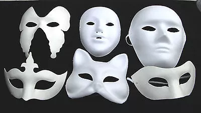 WHITE MASK PLAIN MASKS FANCY DRESS MASQUERADE PARTY Halloween DECORATE • £8.46