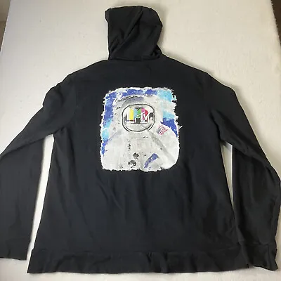 MTV Moonman Full-zip Hoodie Adult L Black Cotton Double Sided Astronaut Music • $9.99