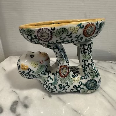 Vintage Ceramic Chinoiserie Asian Monkey Holding Bowl Soap Dish Hand Painted • $159