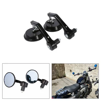 7/8  Universal Motorcycle Round Handle Bar End Rearview Mirrors For Honda Black • £13.84