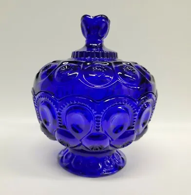 Moon And Star Glass Cobalt Blue Medium Compote Candy Dish • $89.99