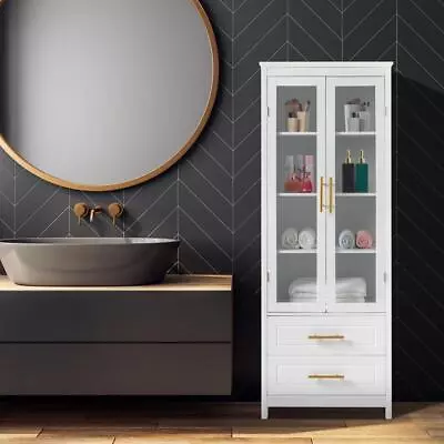 $155.90 • Buy Bathroom Storage Cabinet Tower Narrow Tall Cabinet With 2 Door And 2 Drawer