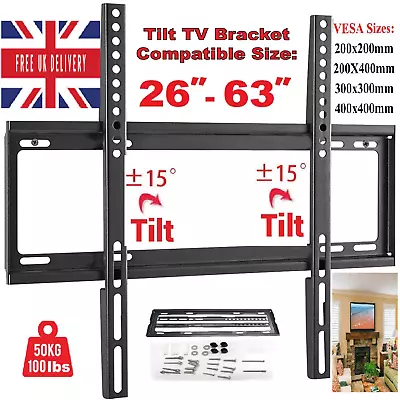 TV Wall Bracket Mount Slim For 26 32 36 40 50 55 60 Up To 63 Inch LCD LED PLASMA • £7.75