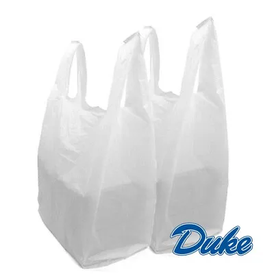 100 X WHITE VEST CARRIER BAGS 10x15x18  (250x360x445mm)Plastic Takeaway    • £3.95