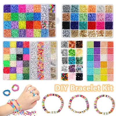 £11.97 • Buy Clay Beads Making Set Flat Polymer Round Disc DIY Bracelets Jewelry Making Kit