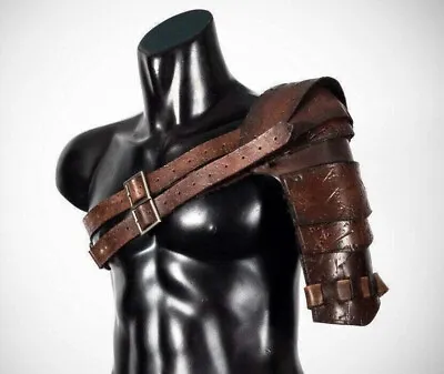 Halloween Medieval Leather Barbarian Viking Pauldron Gladiator Shoulder Larp SCA • $134.99