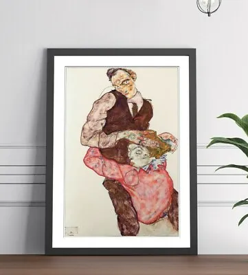 Egon Schiele Lovers FRAMED WALL ART POSTER PICTURE PRINT 4 SIZES • £8.99