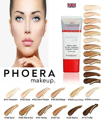 £4.25 • Buy Phoera Naturally Flawless Full Coverage Oil Free Soft Matte Liquid Foundation