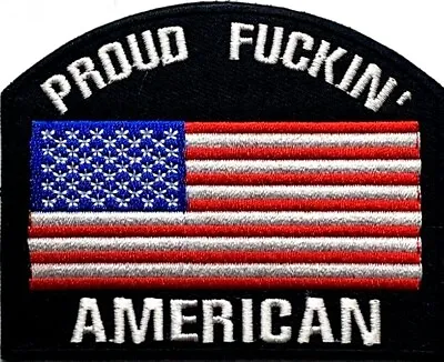 Proud F**kin' American Usa Flag Military Motorcycle Vest Iron On Patch S-20 • $5.24