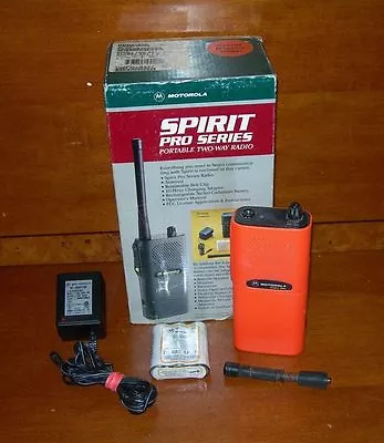 For Parts: Vintage Motorola Spirit Pro Series Portable Two-Way Radio (Orange) • $67.50