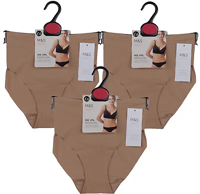 M&S Marks And Spencer Beige Brazilian NO VPL Knickers Size 18 X 3 Pairs • £13.99