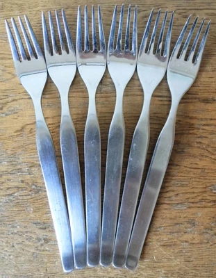 £1 • Buy VINTAGE 1978-90s SET Of 6 VINERS Profile SHEFFIELD STAINLESS DINNER TEA FORKS
