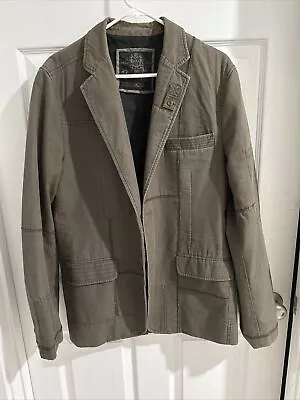 Marc Ecko Cut & Sew Gothic Olive Army Green Punk Patch Blazer Jacket  - Size M • $65