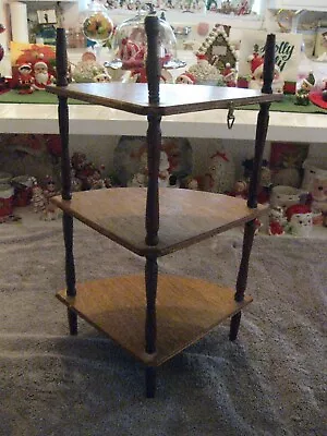 Cute Small Vintage 3 Tiered Wood Corner Shelf • $24.50