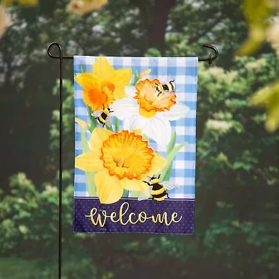 12.5 X 18 Daffodils & Bees Applique Garden Flag • $15