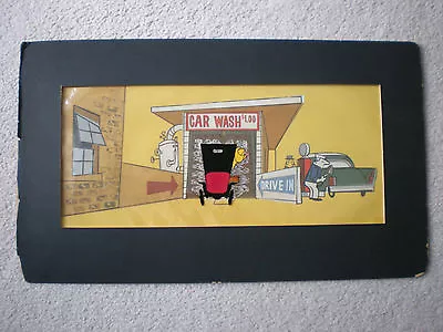 Original 1956 MR MAGOO  Magoo Goes West  Car Wash Cartoon Cel Cell Setup W Bkgd. • $3999.99