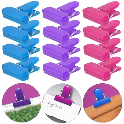 Bag Clips X 12 Small 4cm Clamp Food Packet Freezer Fridge Memo Magnet Hanger Peg • £5.98