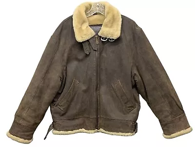 NEW RIVER Genuine Article Sportswear Bomber Jacket Distressed Leather Coat Large • $94.99