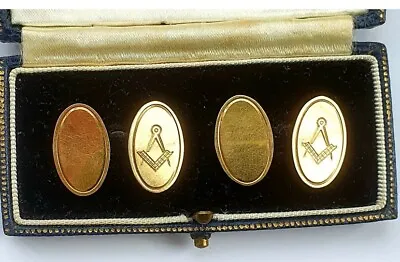 Vintage Gold 9ct 375 Stamped Masonic Cuff Links Boxed ❤️ 6.39grams • £195